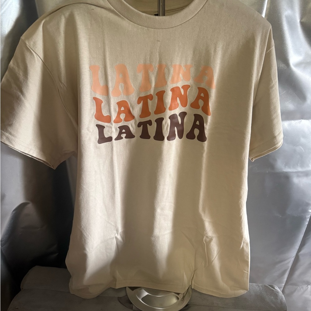 Cream Graphic T-Shirt with Multicolor Text